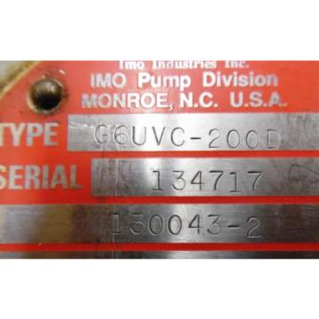 IMO INDUSTRIES INC. HYDRAULIC G6UVC200D, 1300432, 1 GPM, 1500 PSI Pump