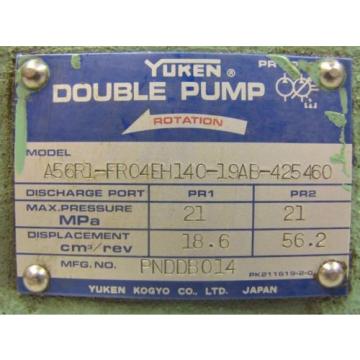 YUKEN A56R1FR04EH14019AB425460 21 MPa HYDRAULIC DOUBLE VANE  Pump