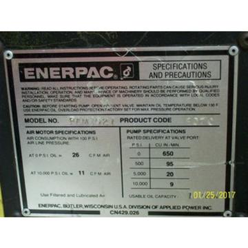 ENERPAC HIGH PRESSURE AIR HYDRAULIC 10,000 PSI , PAM1021 Pump
