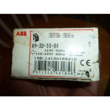 ABB, Contactor,  A9-30-10-84, Motor Control, 110-120 Volt, New in Box, NIB