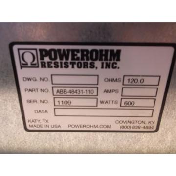 POWEROHM ABB-48431-110 BRAKE RESISTOR 600 WATT 120.0 OHMS *NEW*