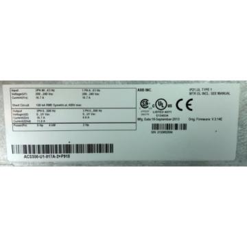 ABB ACS550-U1-017A-2+P918 VFD 3 Phase  5 HP 16.7A 4 Kw (M)