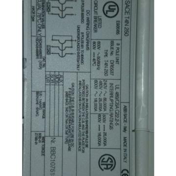 ABB SACE T4N 250 CIRCUIT BREAKER With ROTARY HANDLE 3 POLE 660VAC 250amp PR221DS