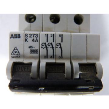 ABB S273K4A S273-K4A Circuit Breaker 3-Pole 4Amp 277/480V  USED