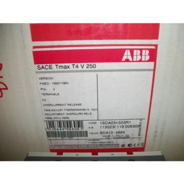NEW ABB 1SDA054503R1 200 Amp 4 Pole TMAX T4 V250 Circuit Breaker (CIR2178)
