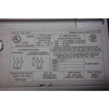 ABB SACE TRAX 400 AMP 3 POLE  BREAKER NEW