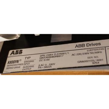 NEW ABB DPH-15051 AXODYN SERVO DRIVE D-S15001, 510V, DPH15051