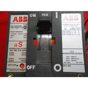 ABB ESB43070L AERSE4 CIRCUIT BREAKER 70 amp shunt aux