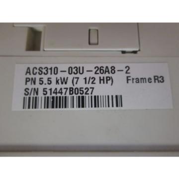 ABB ACS310-03U-26A8-2 DRIVE 7.5 HP, ACS31003U26A82 USED