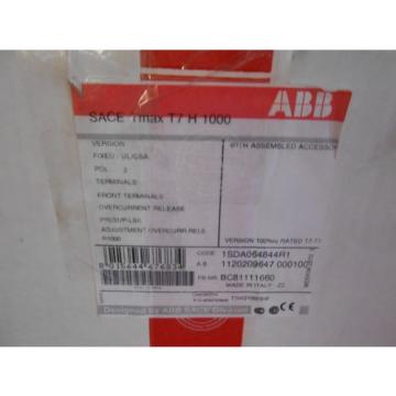 ABB  T7HQ1000BW  Tmax Breaker; 1000A, 3P, 600VAC, 65kA