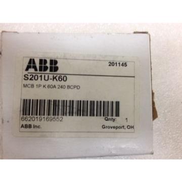 *NEW* ABB Mini Circuit Breaker S201U-K60, 1 Pole,  60A