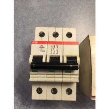 NEW ABB S283-K40 MINIATURE CIRCUIT BREAKER, 3 POLE, 40 Amp, NIB 480 VAC