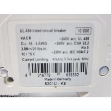 ABB S201U-K8A 8A 240V Circuit Breaker