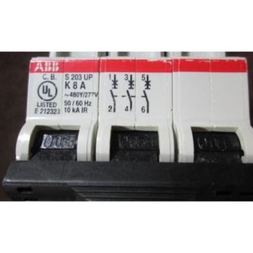 ABB S203UPK8A 8A 3PDT Circuit Breaker  DIN Rail S203 UP K8A