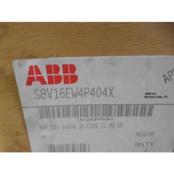 ABB SACE S8 S8V16EW4P404X BKR S8V 1600A 3P LSIG CC MO UV *NEW IN BOX*