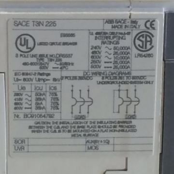 GUARANTEED! ABB SACE CIRCUIT BREAKER DISCONNECT W/ 5&#034; HANDLE T3N 225 T3N-225