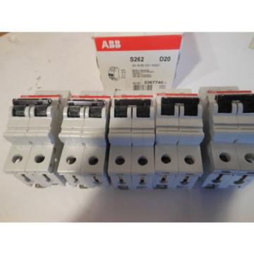 ABB S262 D20 NEW 20A 2 Pole Circuit Breakers S262-D20 Box of 5 breakers in lot