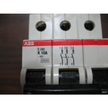 ABB S283 K10A 10 Amp Three Pole Circuit Breaker 277/480 VAC