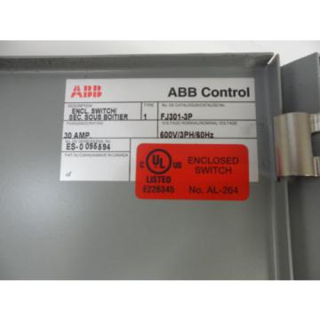 ABB Control Switch Box FJ301-3P , 600V , 3PH , 60Hz.