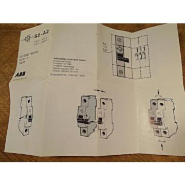 1 - New - S2-A2 ABB MINI CB 110-415 VAC/110-250 VDC Shunt Trip TYPE A2