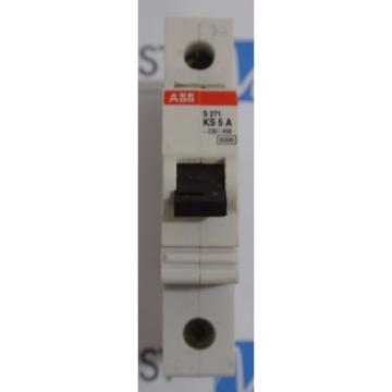 ABB S 271 KS 5A 1P 5A Lug to Lug Din Rail Circuit Breaker - USED