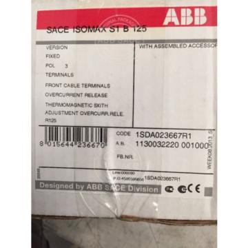 Circuit Breaker ABB SACE ISOMAX S1 B 125 S1B125 3p Fixed 1SDA023667R1 R125