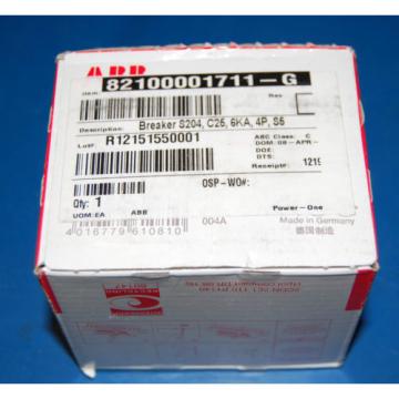 ABB 82100001711-G Breaker S204, C25, 6KA, 4P, S5  §