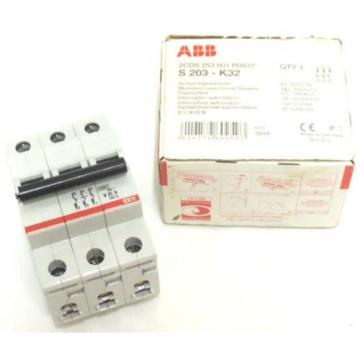 NIB ABB S203-K32 MOULDED CASE CIRCUIT BREAKER 2CDS 253 001 R0537