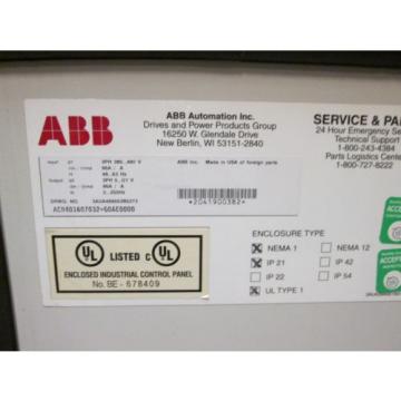 ABB  ACH 401 AC Drive w/ Bypass  ACH401607032G0AE0000  75HP Used