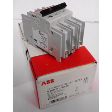 (3) ABB 2CDS273317R0157 S 203UP - K0,5A Miniature Circuit Breakers 3P 0.5A