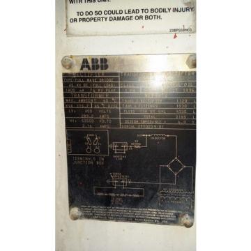 Used 115.7 KVA ABB Transformer Rectifier Power Unit LV 400 HV 53550 Wisconsin