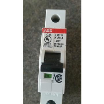 ABB S201U CIRCUIT BREAKER 20 AMP 1 POLE 240 VOLT S201U-K *NEW*