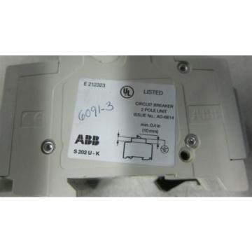 ABB S202U-K15A 2-Pole Circuit Breaker 15A Used Good Condition