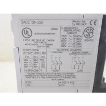 ABB 60 AMP BREAKER SACE TMAX T3N 225, 3 POLE, (USED)