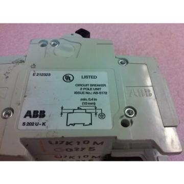 ABB S 202 U K 10A 2 Pole Circuit Breaker 240V 50/60Hz 10kA IR S202U-K10