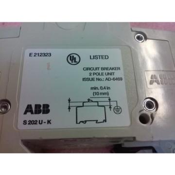 ABB S 202 U K 10A 2 Pole Circuit Breaker 240V 50/60Hz 10kA IR S202U-K10