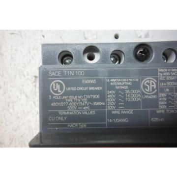 ABB SACE T1N 100 15 AMP 3 POLE  BREAKER   NEW