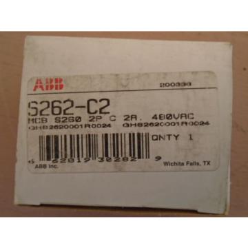 ABB S262-C2 CIRCUIT BREAKER  2 AMP 2 POLE  277/480 VAC NEW