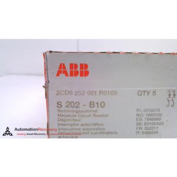 ABB S202-B10 - PACK OF 5 - MINIATURE CIRCUIT BREAKER 2 POLES 10A, 480V,  #218310