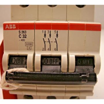 ABB S263-C32, 3-Pole 32 A 400VAC, C-Curve Circuit Breaker