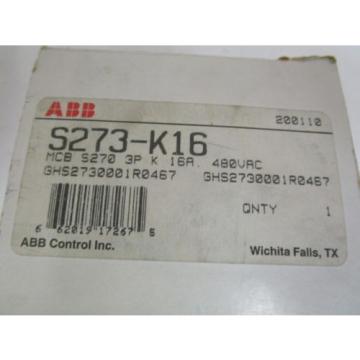 ABB S273-K16 GHS2730001R0467 CIRCUIT BREAKER 16AMP *NEW IN BOX*