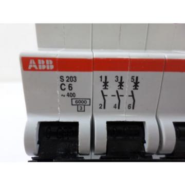 Used ABB S203 C6 Circuit Breaker 6 AMP 3 Pole 400 Volt