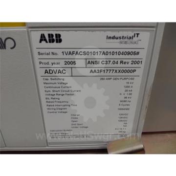 AA3F1777XX0000P - 1200A ABB ADVAC AA3F1777XX0000P SKU012766