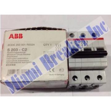 S203-C2 ABB Circuit Breaker 3 Pole 2 Amp 400V 2CDS 253 001 R0024 NEW