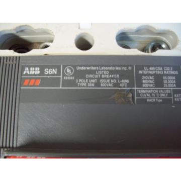 ABB S6N CIRCUIT BREAKER 600A SACE S6 3-POLE - USED - FREE SHIPPING