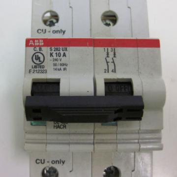 ABB MINI CIRCUIT BREAKER TYPE K TWO POLE 10A S282UX-K10