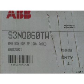 ABB S3NQ060TW SACE S3N  3 POLE 60 AMP 600 VOLT NEW CIRCUIT BREAKER