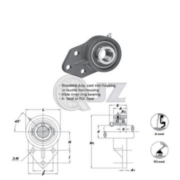 25 mm 3-Bolt Flange Bracket Units Cast Iron UCFB205 Mounted Bearing UC205+FB205