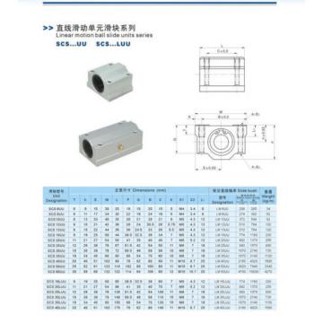 SCS16UU 16mm Linear motion ball slide units bearing block Rail guide shaft CNC