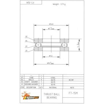 Axial Drucklager F 7-15 M 7x15x5 mm Thrust Ball Bearing F7-15M